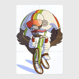 Магнитный плакат 2Х3 с принтом Безумный велосипедист в Белгороде, Полимерный материал с магнитным слоем | 6 деталей размером 9*9 см | арт | велосипед | велосипедист | обезьяна | рисунок | спортсмен