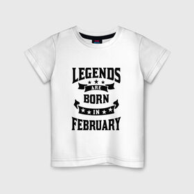 Детская футболка хлопок с принтом Легенда рождённая в феврале в Белгороде, 100% хлопок | круглый вырез горловины, полуприлегающий силуэт, длина до линии бедер | английский | английский текст | английский язык | арт | вектор | день рождение | иностранный | иностранный текст | иностранный язык | легенда | рисунок | рождение | февраль