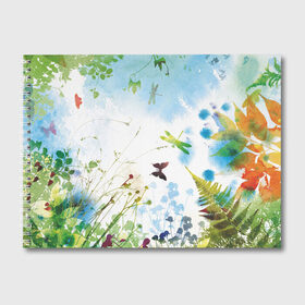 Альбом для рисования с принтом Summer акварель в Белгороде, 100% бумага
 | матовая бумага, плотность 200 мг. | акварель | бабочки | лето | небо