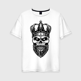 Женская футболка хлопок Oversize с принтом ДезКинг в Белгороде, 100% хлопок | свободный крой, круглый ворот, спущенный рукав, длина до линии бедер
 | арт | графика | король | скелет | черепа