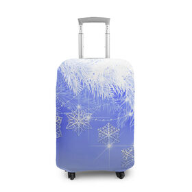 Чехол для чемодана 3D с принтом Новогоднее в Белгороде, 86% полиэфир, 14% спандекс | двустороннее нанесение принта, прорези для ручек и колес | год | елка | иней | новый | рождество | снежинки