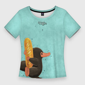 Женская футболка 3D Slim с принтом Niffler with Loaf в Белгороде,  |  | fantastic beasts and where to find them | niffler | vdosadir | wizarding world | нюхлер | нюхль