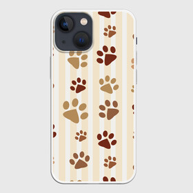 Чехол для iPhone 13 mini с принтом Лапки в Белгороде,  |  | кот | кошка | кошки | лапки | следы | собака | собаки