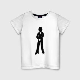 Детская футболка хлопок с принтом Конькобежец в Белгороде, 100% хлопок | круглый вырез горловины, полуприлегающий силуэт, длина до линии бедер | Тематика изображения на принте: коньки | конькобежец | лед | фигурист | фигуристка | фитнес