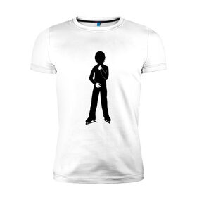 Мужская футболка хлопок Slim с принтом Конькобежец в Белгороде, 92% хлопок, 8% лайкра | приталенный силуэт, круглый вырез ворота, длина до линии бедра, короткий рукав | коньки | конькобежец | лед | фигурист | фигуристка | фитнес
