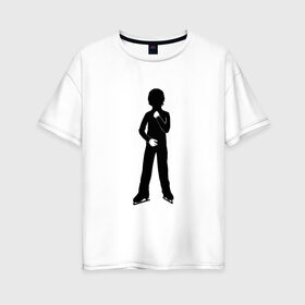 Женская футболка хлопок Oversize с принтом Конькобежец в Белгороде, 100% хлопок | свободный крой, круглый ворот, спущенный рукав, длина до линии бедер
 | коньки | конькобежец | лед | фигурист | фигуристка | фитнес