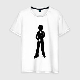 Мужская футболка хлопок с принтом Конькобежец в Белгороде, 100% хлопок | прямой крой, круглый вырез горловины, длина до линии бедер, слегка спущенное плечо. | коньки | конькобежец | лед | фигурист | фигуристка | фитнес