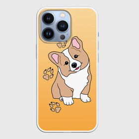 Чехол для iPhone 13 Pro с принтом Персик Корги в Белгороде,  |  | baby | corgi | dog | kawaii | вельш корги | девочкам | детям | животные | каваи | корги | лапки | лапы | малыш | мальчикам | мордочка | мультяшный | персик | пес | песик | питомец | подарок | пушистый | следы