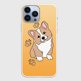 Чехол для iPhone 13 Pro Max с принтом Персик Корги в Белгороде,  |  | baby | corgi | dog | kawaii | вельш корги | девочкам | детям | животные | каваи | корги | лапки | лапы | малыш | мальчикам | мордочка | мультяшный | персик | пес | песик | питомец | подарок | пушистый | следы