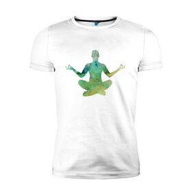 Мужская футболка хлопок Slim с принтом Йога тайм в Белгороде, 92% хлопок, 8% лайкра | приталенный силуэт, круглый вырез ворота, длина до линии бедра, короткий рукав | здоровье | йога | кундалини | медитация | релаксация | тело | фитнес | энергия