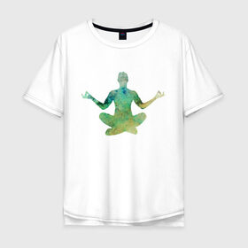 Мужская футболка хлопок Oversize с принтом Йога тайм в Белгороде, 100% хлопок | свободный крой, круглый ворот, “спинка” длиннее передней части | здоровье | йога | кундалини | медитация | релаксация | тело | фитнес | энергия