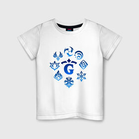 Детская футболка хлопок с принтом GENSHIN IMPACT в Белгороде, 100% хлопок | круглый вырез горловины, полуприлегающий силуэт, длина до линии бедер | game | genshin impact | genshin impact 2020 | аниме. | геншин импакт | геншин импакт карта | игра