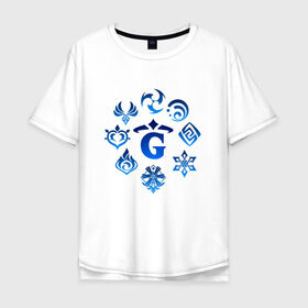 Мужская футболка хлопок Oversize с принтом GENSHIN IMPACT в Белгороде, 100% хлопок | свободный крой, круглый ворот, “спинка” длиннее передней части | game | genshin impact | genshin impact 2020 | аниме. | геншин импакт | геншин импакт карта | игра