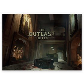 Поздравительная открытка с принтом The Outlast Trials в Белгороде, 100% бумага | плотность бумаги 280 г/м2, матовая, на обратной стороне линовка и место для марки
 | Тематика изображения на принте: game | games | horror | outlast | the outlast trials | аутласт | аутласт триалс | игра | игры | ужасы | хоррор