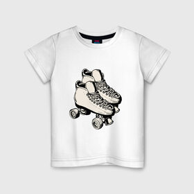 Детская футболка хлопок с принтом Ролики в Белгороде, 100% хлопок | круглый вырез горловины, полуприлегающий силуэт, длина до линии бедер | арт | кроссовки | обувь | рисунок | ролики | шнурки