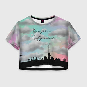 Женская футболка Crop-top 3D с принтом Разноцветное небо Петербурга в Белгороде, 100% полиэстер | круглая горловина, длина футболки до линии талии, рукава с отворотами | город | красивое небо | облака | романтика | санкт петербург