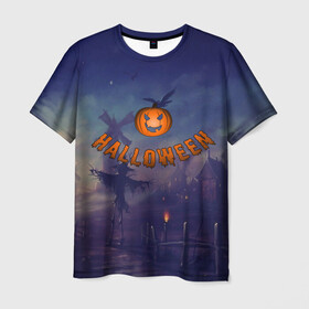 Мужская футболка 3D с принтом Halloween  Pumpkin в Белгороде, 100% полиэфир | прямой крой, круглый вырез горловины, длина до линии бедер | halloween | halloween  pumpkin | pumpkin | хэллоуин | хэллоуин тыква