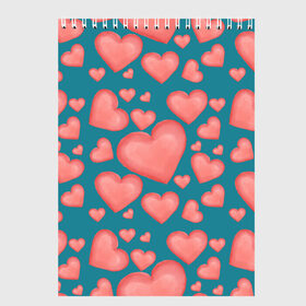 Скетчбук с принтом Любовь в Белгороде, 100% бумага
 | 48 листов, плотность листов — 100 г/м2, плотность картонной обложки — 250 г/м2. Листы скреплены сверху удобной пружинной спиралью | бирюзовый | день влюбленных | любовь | розовый | сердце