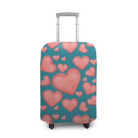 Чехол для чемодана 3D с принтом Любовь в Белгороде, 86% полиэфир, 14% спандекс | двустороннее нанесение принта, прорези для ручек и колес | бирюзовый | день влюбленных | любовь | розовый | сердце