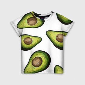 Детская футболка 3D с принтом Авокадо в Белгороде, 100% гипоаллергенный полиэфир | прямой крой, круглый вырез горловины, длина до линии бедер, чуть спущенное плечо, ткань немного тянется | avocado | fruit | авокадо | овощ | фрукт