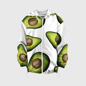 Детская куртка 3D с принтом Авокадо в Белгороде, 100% полиэстер | застежка — молния, подол и капюшон оформлены резинкой с фиксаторами, по бокам — два кармана без застежек, один потайной карман на груди, плотность верхнего слоя — 90 г/м2; плотность флисового подклада — 260 г/м2 | Тематика изображения на принте: avocado | fruit | авокадо | овощ | фрукт