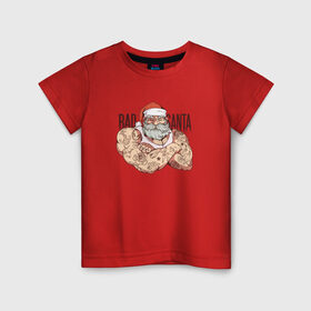 Детская футболка хлопок с принтом Плохой Санта с татуировками в Белгороде, 100% хлопок | круглый вырез горловины, полуприлегающий силуэт, длина до линии бедер | 