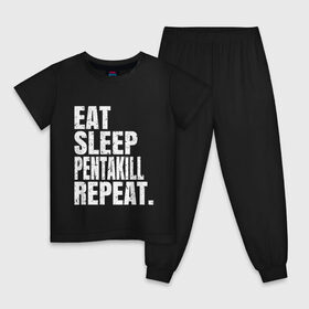 Детская пижама хлопок с принтом EAT SLEEP PENTAKILL REPEAT в Белгороде, 100% хлопок |  брюки и футболка прямого кроя, без карманов, на брюках мягкая резинка на поясе и по низу штанин
 | ahri | akali | ashe | carry | darius | draven | eat | eat sleep pentakill repeat | ezreal | fizz | galio | game | garen | jax | jhin | jinx | kill | league of legends | lol | penta | pentakill | repeat | sleep | игра |