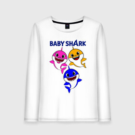 Женский лонгслив хлопок с принтом Baby Shark в Белгороде, 100% хлопок |  | baby | baby shark | shark | акула | анимация | бэби | бэби шарк | дети | мультфильм | песня | ребенок | шарк