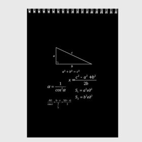 Скетчбук с принтом Теорема Пифагора в Белгороде, 100% бумага
 | 48 листов, плотность листов — 100 г/м2, плотность картонной обложки — 250 г/м2. Листы скреплены сверху удобной пружинной спиралью | алгебра | геометрия | гипотенуза | катет | математик | пифагор | теорема пифагора | треугольник | философ | формулы | школа | шпаргалка