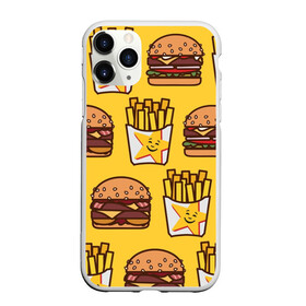 Чехол для iPhone 11 Pro матовый с принтом фастфуд в Белгороде, Силикон |  | гамбургер | еда | картошка фри | фастфуд