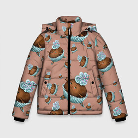Зимняя куртка для мальчиков 3D с принтом Шоколадка-балеринка в Белгороде, ткань верха — 100% полиэстер; подклад — 100% полиэстер, утеплитель — 100% полиэстер | длина ниже бедра, удлиненная спинка, воротник стойка и отстегивающийся капюшон. Есть боковые карманы с листочкой на кнопках, утяжки по низу изделия и внутренний карман на молнии. 

Предусмотрены светоотражающий принт на спинке, радужный светоотражающий элемент на пуллере молнии и на резинке для утяжки | балерина | девочка | пирожное | пуанты | танец | шоколад