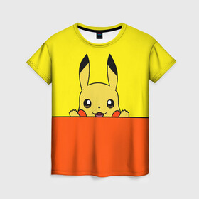 Женская футболка 3D с принтом Пикачу в Белгороде, 100% полиэфир ( синтетическое хлопкоподобное полотно) | прямой крой, круглый вырез горловины, длина до линии бедер | baby | cartoon | emoji | happy | kawaii | pika pika | pikachu | pokemon go | team | глаз | детям | зайчик | иви | кавайный | кролик | малыш | мордочка | мультяшный | персонажи аниме | пика пика | пикачу | покемоны | улыбка | ушки | эмоции | 