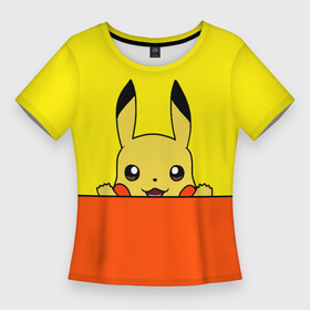 Женская футболка 3D Slim с принтом Пикачу в Белгороде,  |  | baby | cartoon | emoji | happy | kawaii | pika pika | pikachu | pokemon go | team | глаз | детям | зайчик | иви | кавайный | кролик | малыш | мордочка | мультяшный | персонажи аниме | пика пика | пикачу | покемоны | улыбка | ушки | эмоции | 