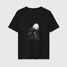Женская футболка хлопок Oversize с принтом Курт Кобейн в Белгороде, 100% хлопок | свободный крой, круглый ворот, спущенный рукав, длина до линии бедер
 | курт кобейн | нарвана арт. | нирвана