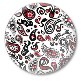 Значок с принтом Молекулярный рисунок в Белгороде,  металл | круглая форма, металлическая застежка в виде булавки | Тематика изображения на принте: арт | белый | биология | красный | молекула | рисунок | чёрный