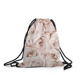 Рюкзак-мешок 3D с принтом Элегантность в Белгороде, 100% полиэстер | плотность ткани — 200 г/м2, размер — 35 х 45 см; лямки — толстые шнурки, застежка на шнуровке, без карманов и подкладки | Тематика изображения на принте: беж | нежно | пастельный | роза | цветок | элегантно