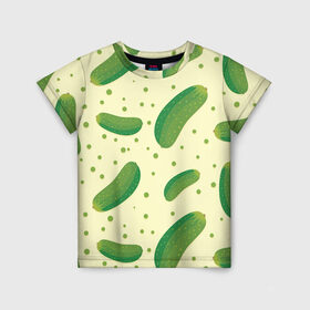 Детская футболка 3D с принтом Огурчики в Белгороде, 100% гипоаллергенный полиэфир | прямой крой, круглый вырез горловины, длина до линии бедер, чуть спущенное плечо, ткань немного тянется | Тематика изображения на принте: арт | еда | лето | овощ | овощи | огурец | огурцы | огурчик | огурчики | рисунок