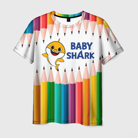 Мужская футболка 3D с принтом Baby Shark в Белгороде, 100% полиэфир | прямой крой, круглый вырез горловины, длина до линии бедер | baby | baby shark | shark | акула | анимация | бэби | бэби шарк | дети | мультфильм | песня | ребенок | шарк