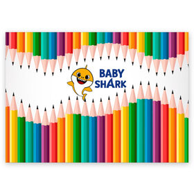 Поздравительная открытка с принтом Baby Shark в Белгороде, 100% бумага | плотность бумаги 280 г/м2, матовая, на обратной стороне линовка и место для марки
 | baby | baby shark | shark | акула | анимация | бэби | бэби шарк | дети | мультфильм | песня | ребенок | шарк