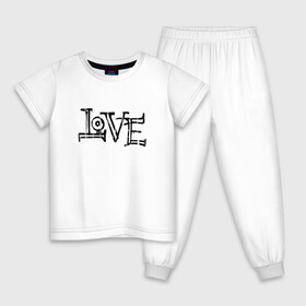 Детская пижама хлопок с принтом Love в Белгороде, 100% хлопок |  брюки и футболка прямого кроя, без карманов, на брюках мягкая резинка на поясе и по низу штанин
 | love | граффити | иностранные | любовь | надпись | прикольные | слово | текст