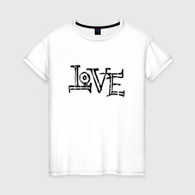 Женская футболка хлопок с принтом Love в Белгороде, 100% хлопок | прямой крой, круглый вырез горловины, длина до линии бедер, слегка спущенное плечо | love | граффити | иностранные | любовь | надпись | прикольные | слово | текст