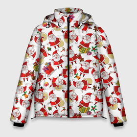 Мужская зимняя куртка 3D с принтом Дед Мороз в Белгороде, верх — 100% полиэстер; подкладка — 100% полиэстер; утеплитель — 100% полиэстер | длина ниже бедра, свободный силуэт Оверсайз. Есть воротник-стойка, отстегивающийся капюшон и ветрозащитная планка. 

Боковые карманы с листочкой на кнопках и внутренний карман на молнии. | background | christmas | deer | gifts | holiday | new year | santa claus | sleigh | tree | дед мороз | елка | новогодний фон | новый год | олень | подарки | праздник | рождество | сани | санта клаус