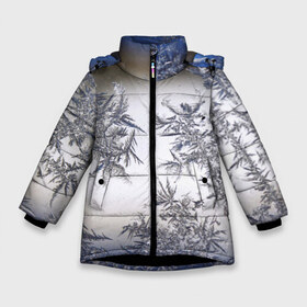 Зимняя куртка для девочек 3D с принтом Морозная свежесть в Белгороде, ткань верха — 100% полиэстер; подклад — 100% полиэстер, утеплитель — 100% полиэстер. | длина ниже бедра, удлиненная спинка, воротник стойка и отстегивающийся капюшон. Есть боковые карманы с листочкой на кнопках, утяжки по низу изделия и внутренний карман на молнии. 

Предусмотрены светоотражающий принт на спинке, радужный светоотражающий элемент на пуллере молнии и на резинке для утяжки. | зима | зимний узор | мороз | морозный узор | узор