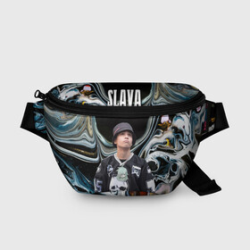 Поясная сумка 3D с принтом Slava Marlow в Белгороде, 100% полиэстер | плотная ткань, ремень с регулируемой длиной, внутри несколько карманов для мелочей, основное отделение и карман с обратной стороны сумки застегиваются на молнию | blogger | celebrity | dude | guy | music | pattern | rap | skull | slava marlow | артём готлиб | блогер | знаменитость | музыка | музыкант | парень | рэп | узор | череп | чувак