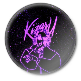 Значок с принтом KIZARU в Белгороде,  металл | круглая форма, металлическая застежка в виде булавки | haunted family | kizaru | kizaru   haunted family | rap | кизару | рэп | хип хоп
