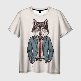 Мужская футболка 3D с принтом ХИПСТЕР ВОЛК в Белгороде, 100% полиэфир | прямой крой, круглый вырез горловины, длина до линии бедер | alter ego | always be yourself | be positive | big | fashion | fashion man | hipster | wolf | wolfs | волк | галстук | животные | пиджак | собака | хипстер | я есть стиль