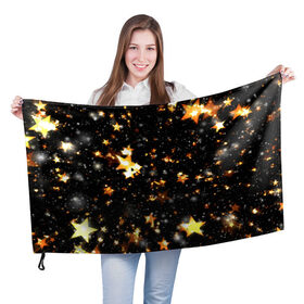 Флаг 3D с принтом Звезды боке в Белгороде, 100% полиэстер | плотность ткани — 95 г/м2, размер — 67 х 109 см. Принт наносится с одной стороны | star | боке | звезда | звезды | золотые звезды