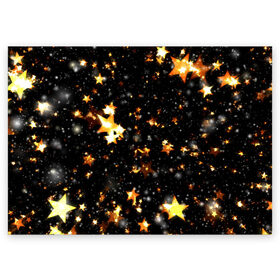 Поздравительная открытка с принтом Звезды боке в Белгороде, 100% бумага | плотность бумаги 280 г/м2, матовая, на обратной стороне линовка и место для марки
 | star | боке | звезда | звезды | золотые звезды