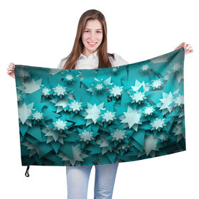 Флаг 3D с принтом Звездочки в Белгороде, 100% полиэстер | плотность ткани — 95 г/м2, размер — 67 х 109 см. Принт наносится с одной стороны | голубая звезда | звезда | звездный | звездочки | паттерн звезды | шестиконечная звезда