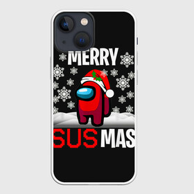 Чехол для iPhone 13 mini с принтом Merry Sus Mas в Белгороде,  |  | 2021 | among us | impostor | space mafia | sus.puffballs united | амонг ас | глитч | е | игра | импостор | инопланетянunicorn | инопланетяне | инопланетянин | маска | надпись | новогодний амонг ас | с новым годом | самозванец